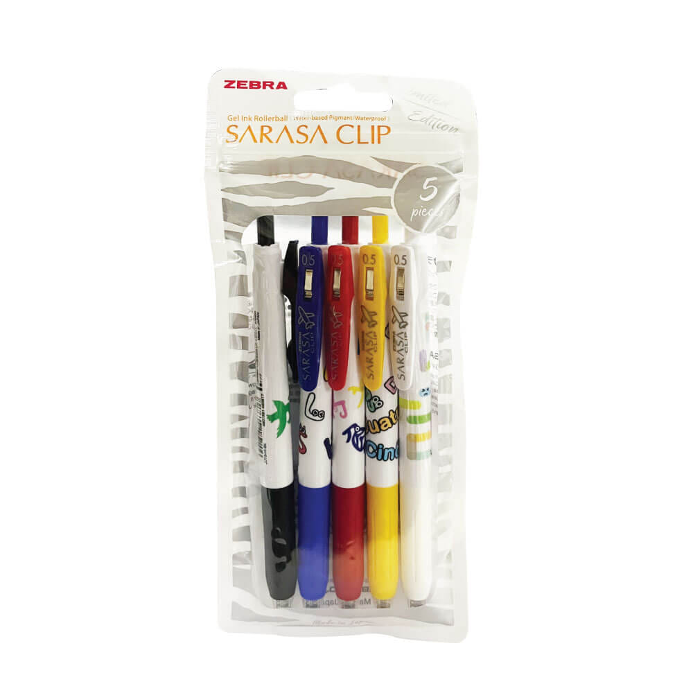 ปากกาเจล ZEBRA  SARASA CLIP 0.5 HIRAGANA แพ็ค 5 ด้าม