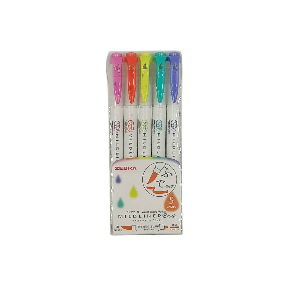 ปากกาไฮไลท์ ZEBRA MILDLINER BRUSH WFT8-5C-HC แพ็ค 5 สี_1
