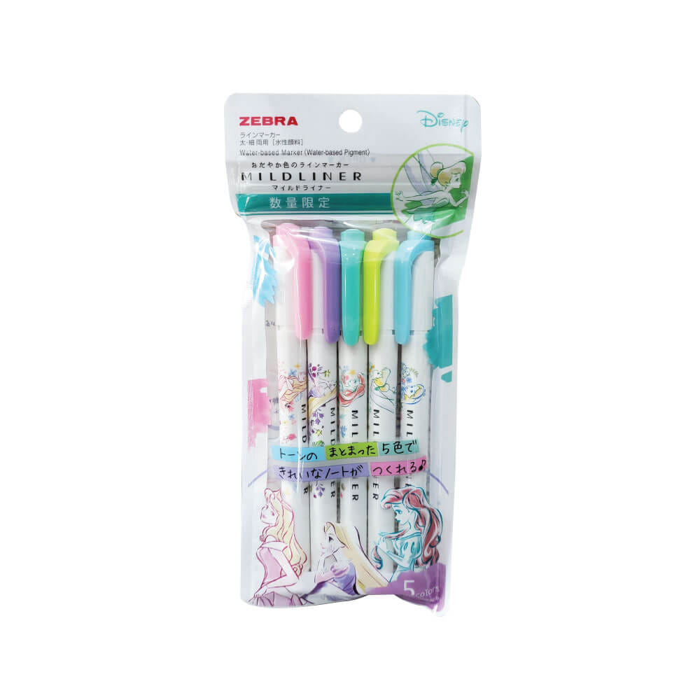 ปากกาไฮไลท์ ZEBRA 5C SET MILDLINER DISNEY เจ้าหญิง แพ็ค 5 ด้าม_1