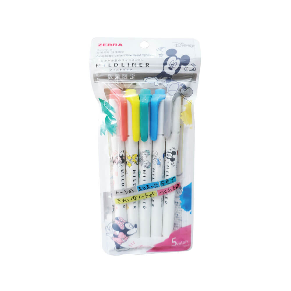 ปากกาไฮไลท์ ZEBRA 5C SET MILDLINER DISNEY มินนี่ แพ็ค 5 ด้าม_1
