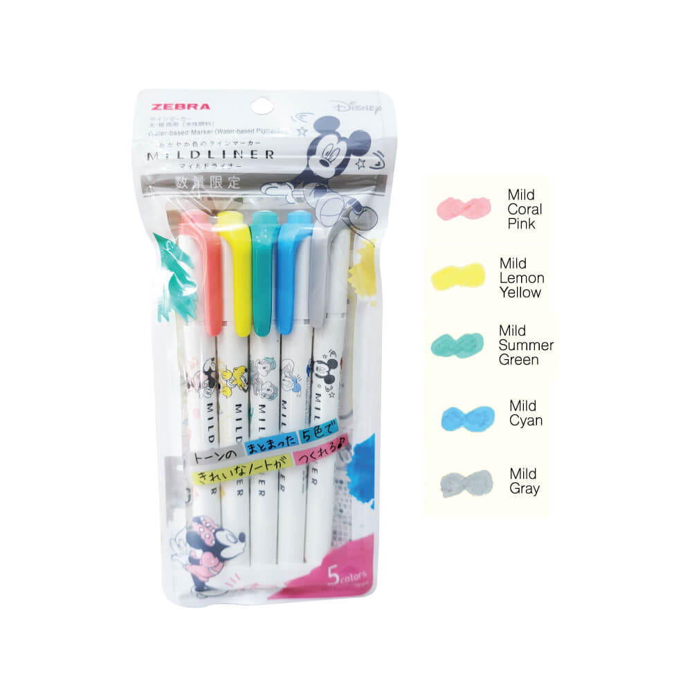 ปากกาไฮไลท์ ZEBRA 5C SET MILDLINER DISNEY มินนี่ แพ็ค 5 ด้าม_2