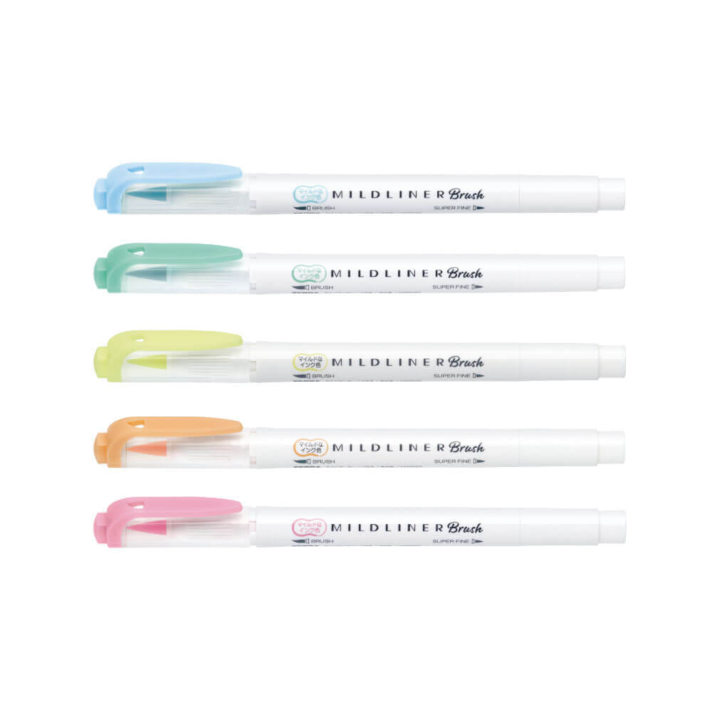 ปากกาไฮไลท์ ZEBRA MILDLINER BRUSH WFT8-5C-N แพ็ค 5 ด้าม_2