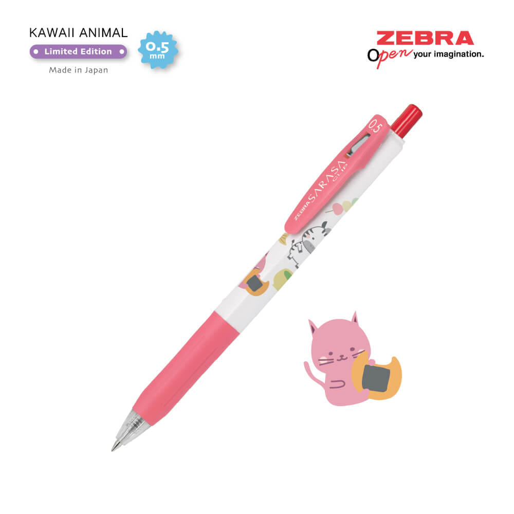 ปากกาเจล ZEBRA  SARASA CLIP 0.5 KAWAII ANIMAL  แพ็ค 5 ด้าม_5