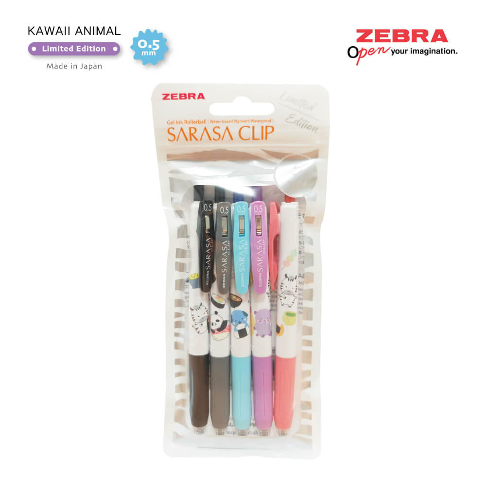ปากกาเจล ZEBRA  SARASA CLIP 0.5 KAWAII ANIMAL  แพ็ค 5 ด้าม_8