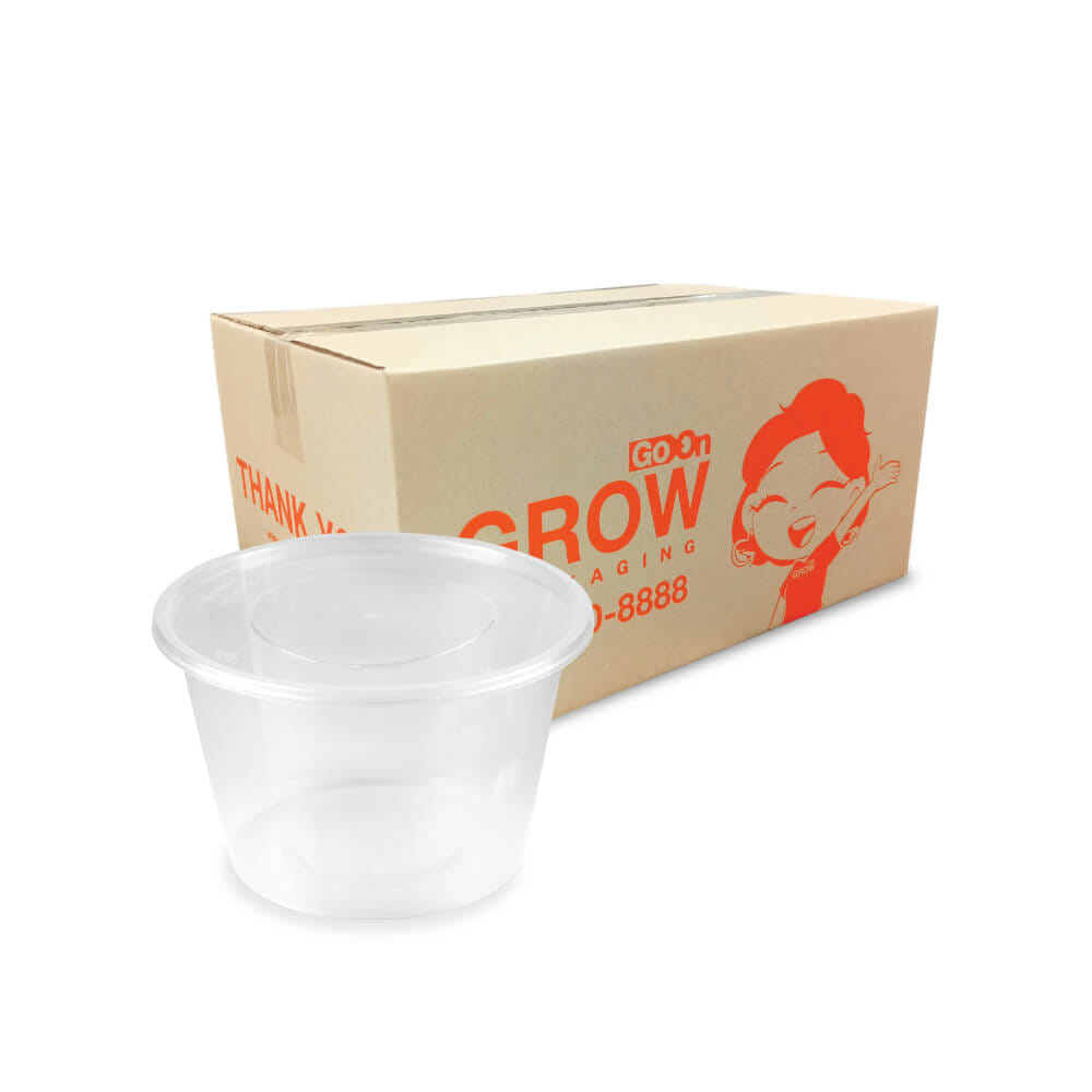 กล่องพลาสติกใส่อาหาร ทรงกลม GROW PACK 1000 มล. ขนาด 11.8X10.1X9 CM. สีใส (300ชุด/ลัง)_0
