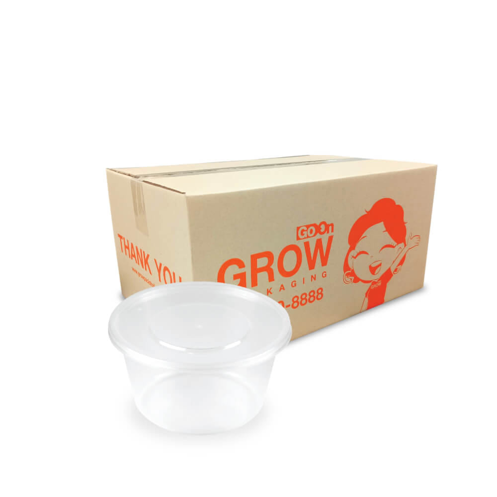 กล่องพลาสติกใส่อาหาร ทรงกลม GROW PACK 750 มล. ขนาด 11.8X11.6X6 CM. สีใส (300ชุด/ลัง)_1