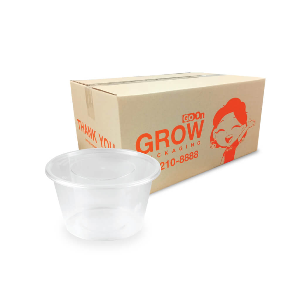 กล่องพลาสติกใส่อาหาร ทรงกลม GROW PACK 800 มล. ขนาด 11.8X11X7 CM. สีใส (300ชุด/ลัง)_1