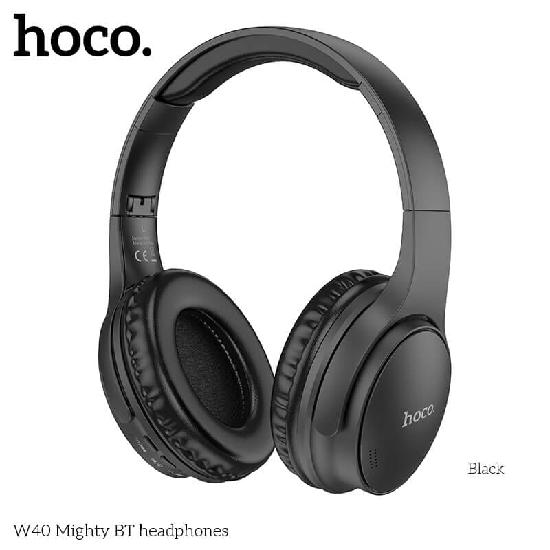 หูฟังไร้สาย HOCO W40 สีดำ พับเก็บได้ รองรับ AUX 3.5MM / TF CARD