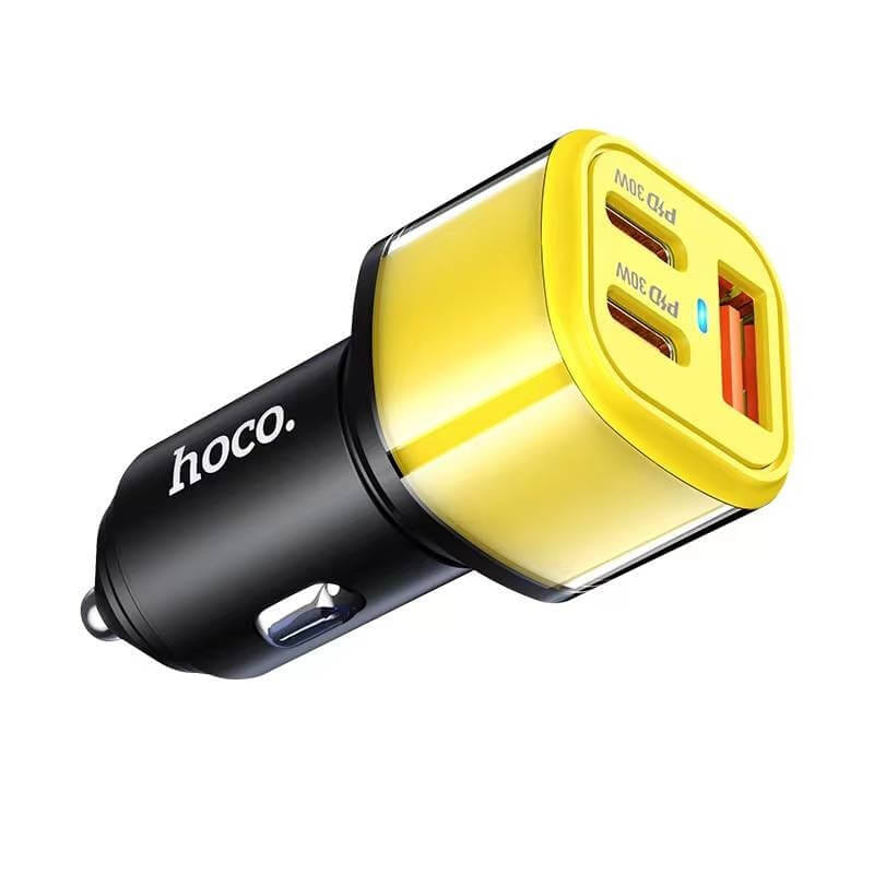 หัวชาร์จในรถ 3 พอร์ต HOCO HK72 พอร์ตชาร์จ TYPE-C X2 + USB X1 รองรับชาร์จเร็ว PD 30W + QC 3.0 สีดำ_9