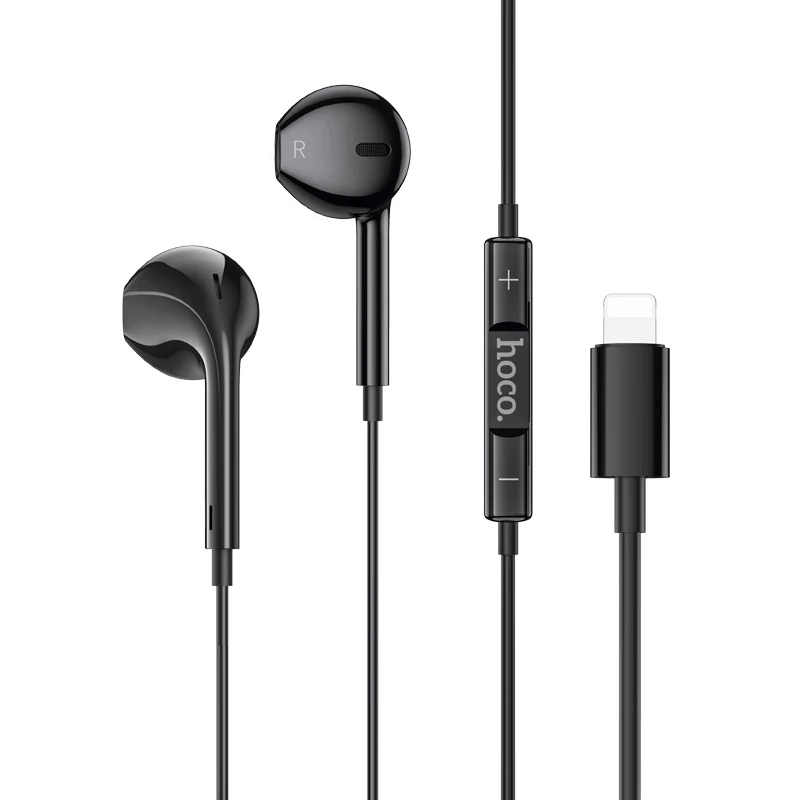 หูฟังมีสาย HOCO M111 สีดำ แจ็คไลท์นิ่ง สำหรับ IPHONE รุ่น 6-14 ไม่ต้องต่อบลูทูธ ไมค์ในตัว