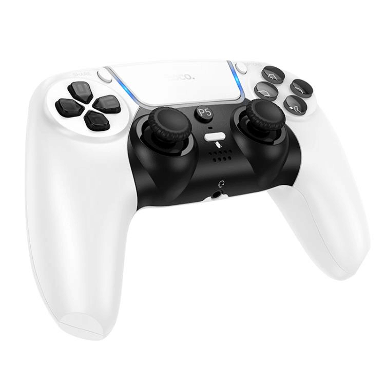 จอยเกมไร้สาย HOCO GA32 สำหรับใช้กับ PS5 มอเตอร์สั่นคู่ รองรับหูฟัง สีขาว_6