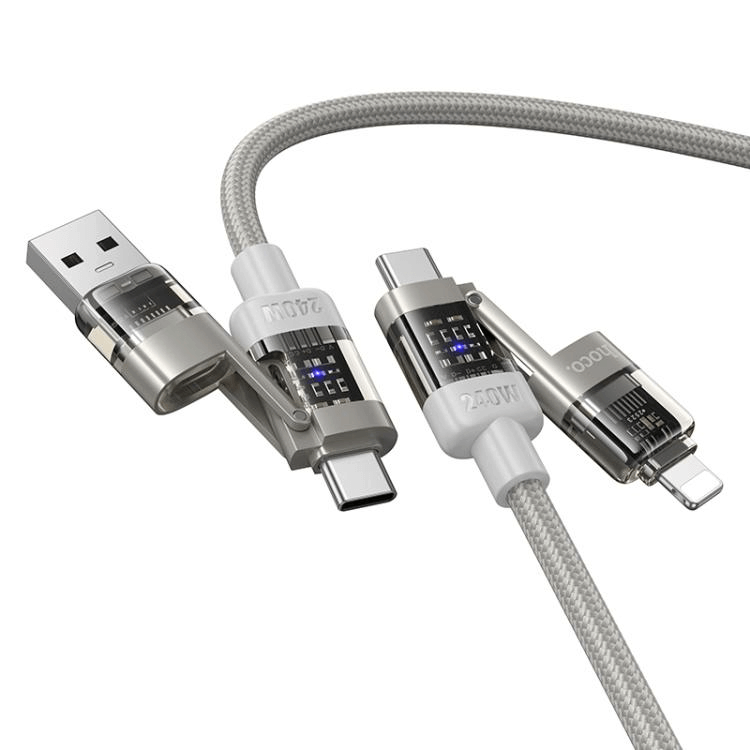 สายชาร์จเร็ว 4IN1 HOCO U151 สีเทา จ่ายไฟ 240W TYPE-C & USB-A TO TYPE-C / IP_5