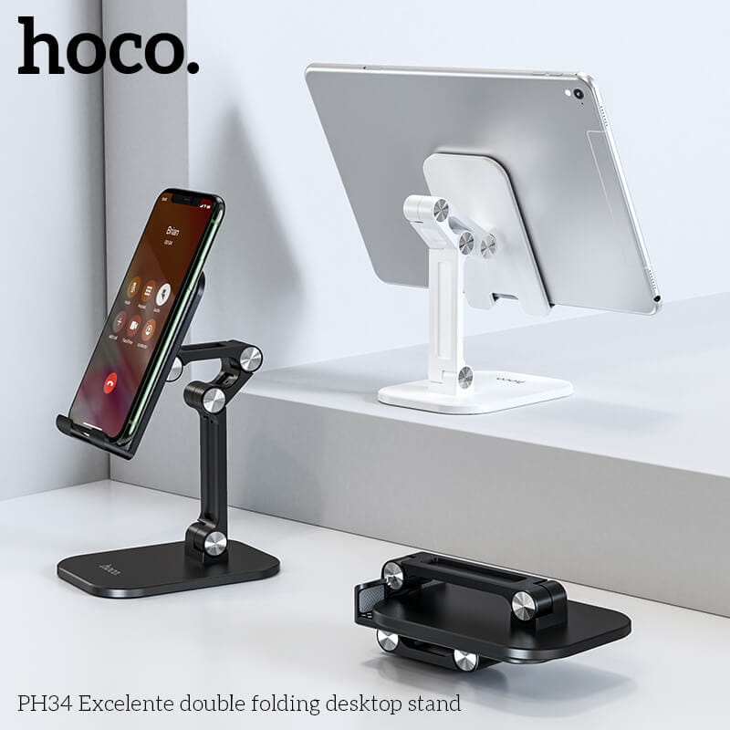 ขาตั้งมือถือ HOCO PH34 ตั้งโต๊ะ พับเก็บได้ ปรับมุม 120&deg; สีดำ