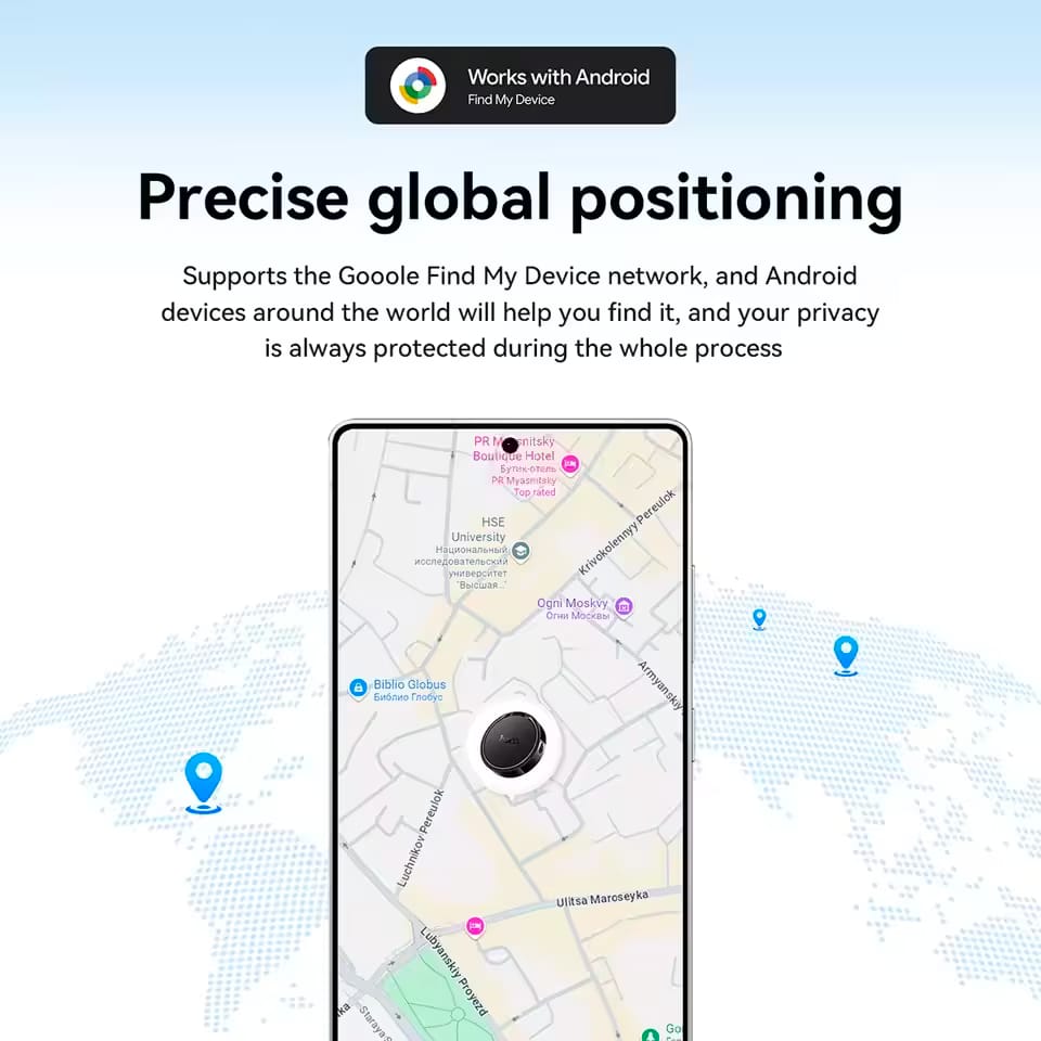 อุปกรณ์ติดตามจีพีเอส HOCO E96A ANDROID GPS TAG สำหรับแอนดรอยด์ รองรับ GOOGLE FIND MY DEVICE สีขาว_1