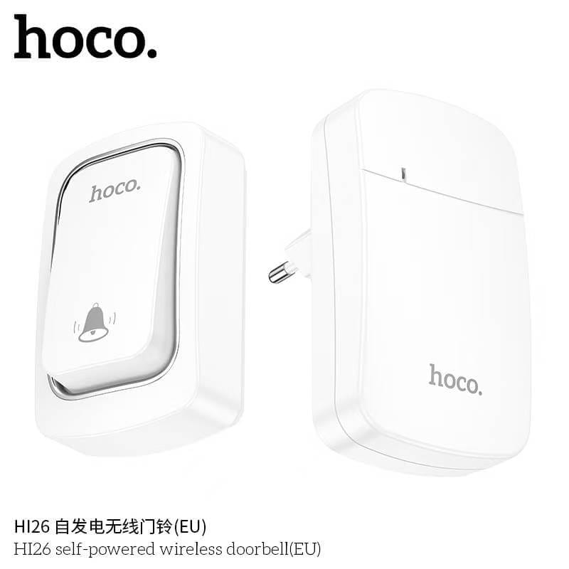กริ่งไร้สาย HOCO HI26 ไม่ต้องใช้ถ่าน ระยะ 150 เมตร 38 ริงโทน ออดประตู กริ่งประตู สีขาว_1