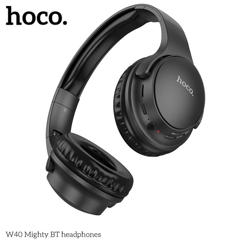 หูฟังไร้สาย HOCO W40 สีดำ พับเก็บได้ รองรับ AUX 3.5MM / TF CARD