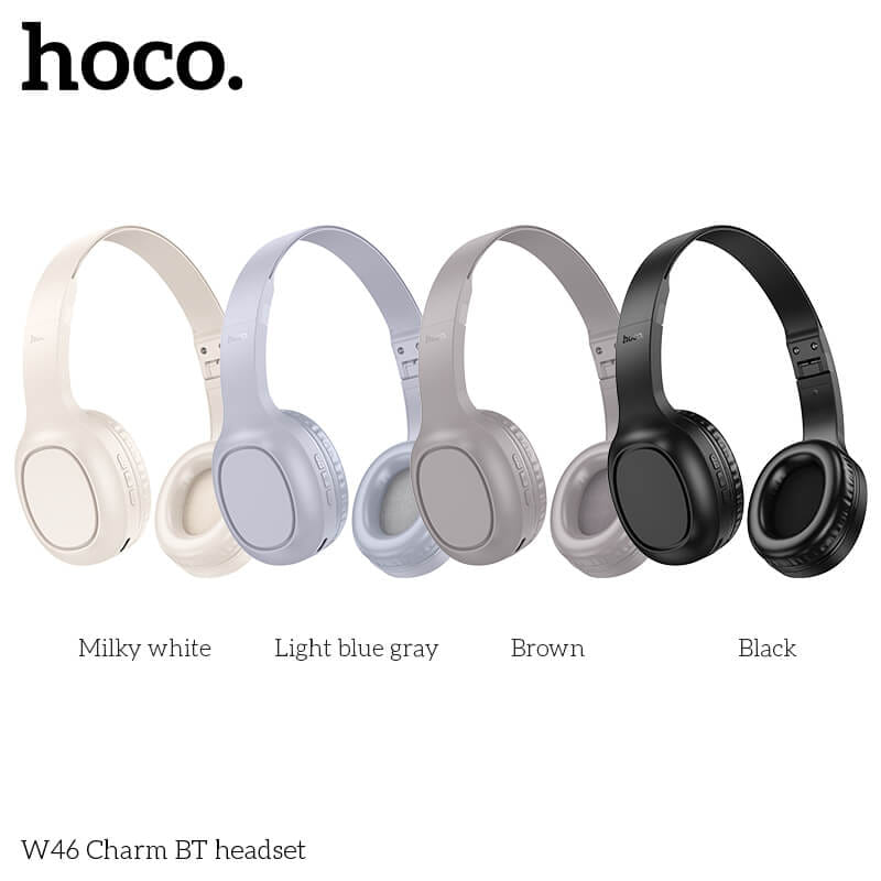 หูฟังไร้สาย HOCO W46 AUX 3.5MM แบตเตอรี่ 20 ชม. BT 5.3 ไมค์ในตัว สีน้ำตาล