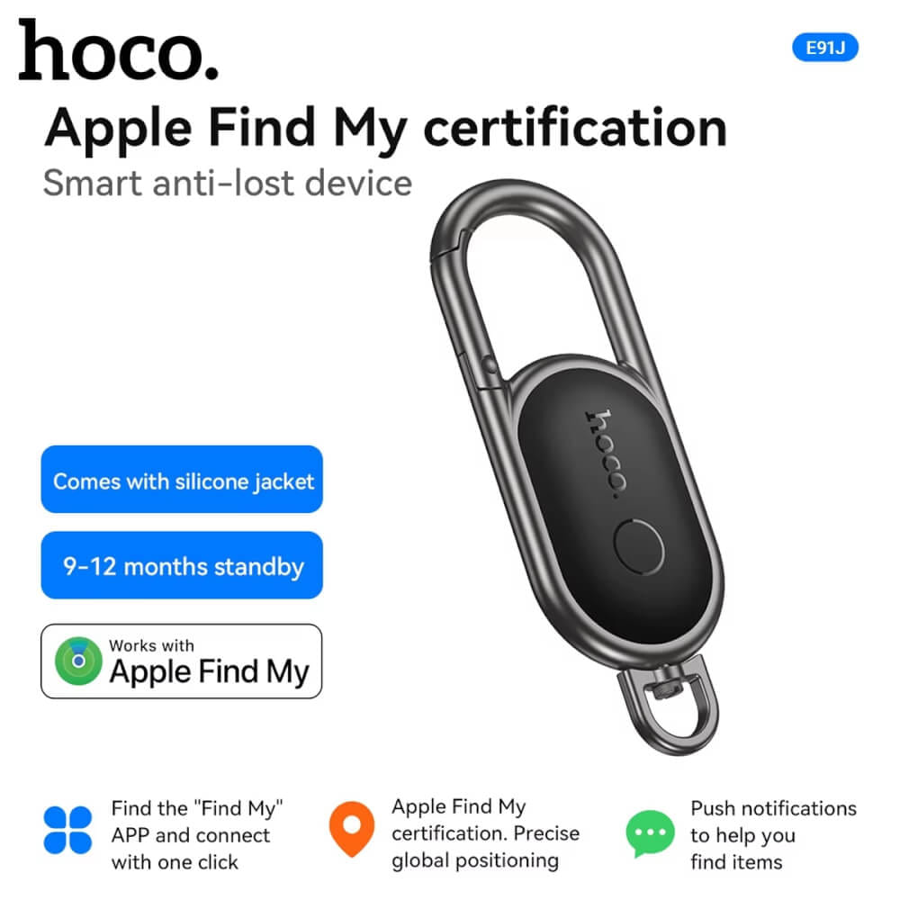อุปกรณ์ติดตามจีพีเอส HOCO E91J สีดำ รูปแบบพวงกุญแจ สำหรับ รองรับ APPLE FIND MY_1