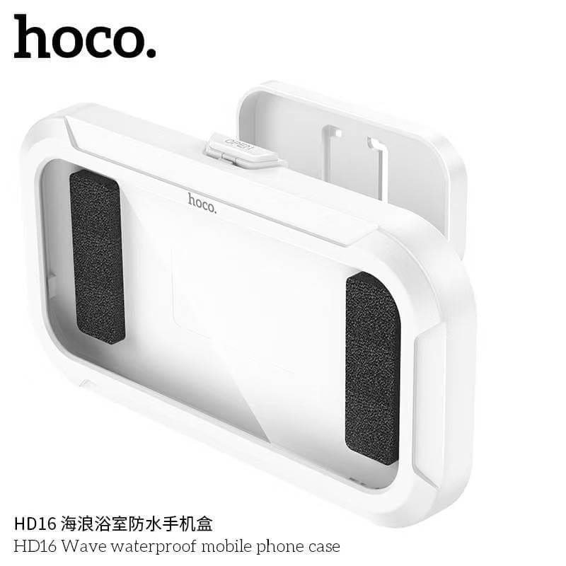 กล่องใส่โทรศัพท์กันน้ำ HOCO HD16 แบบติดผนัง สีขาว รองรับจอสัมผัส หมุนได้ 360&deg;