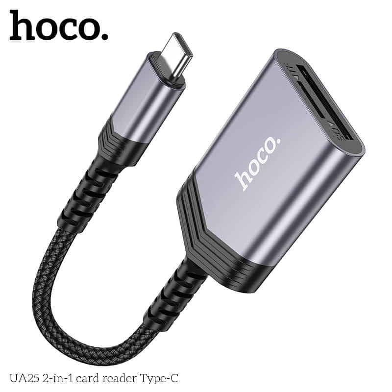 การ์ดรีดเดอร์ TYPE-C 2IN1 HOCO UA25 ความเร็วสูง 480MBPS รับไฟล์สูงสุด 2TB รองรับ OTG_1