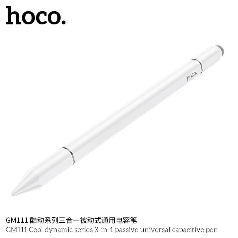 ปากกาทัชสกรีน 3-IN-1 HOCO GM111 ใช้งานได้ 3 หัว รองรับหน้าจอ แท็บเล็ต มือถือ ชนิด CAPACITIVE สีขาว