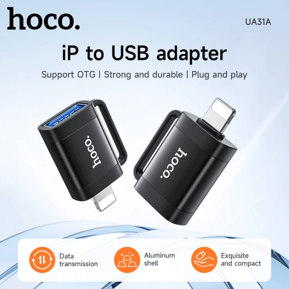 อะแดปเตอร์ LIGHTNING TO USB HOCO UA31A รองรับ OTG ความเร็ว 480MBPS สำหรับ IPHONE 6-14 & IPAD
