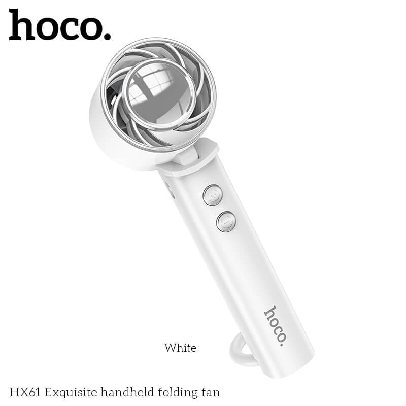 พัดลมพกพา HOCO HX61 ปรับแรงลม 3 ระดับ พับได้ 90&deg; แบตเตอรี่ 1200MAH ใช้งานสูงสุด 4.5 ชั่วโมง