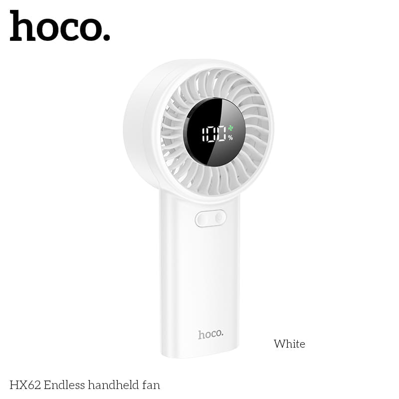 พัดลมพกพา HOCO HX62 ปรับแรงลม 100 ระดับ หน้าจอดิจิทัล แบตเตอรี่ 6000MAH ใช้งานสูงสุด 17 ชั่วโมง