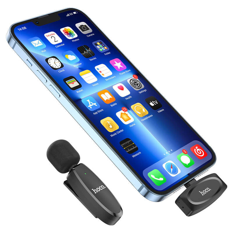 ไมโครโฟนไร้สาย HOCO L15 IOS LIGHTNING ระบบรับเสียง 360&deg; ความถี่ 2.4GHZ ระยะการใช้งาน 15 เมตร สำหรับ IPHONE