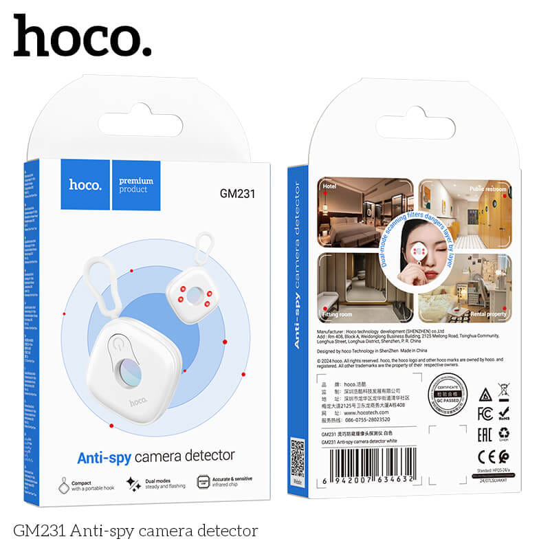 เครื่องตรวจจับกล้องอินฟาเรด HOCO GM231 ป้องกันการแอบถ่าย เพิ่มความปลอดภัย ตรวจจับระยะ 5 เมตร สีขาว_10