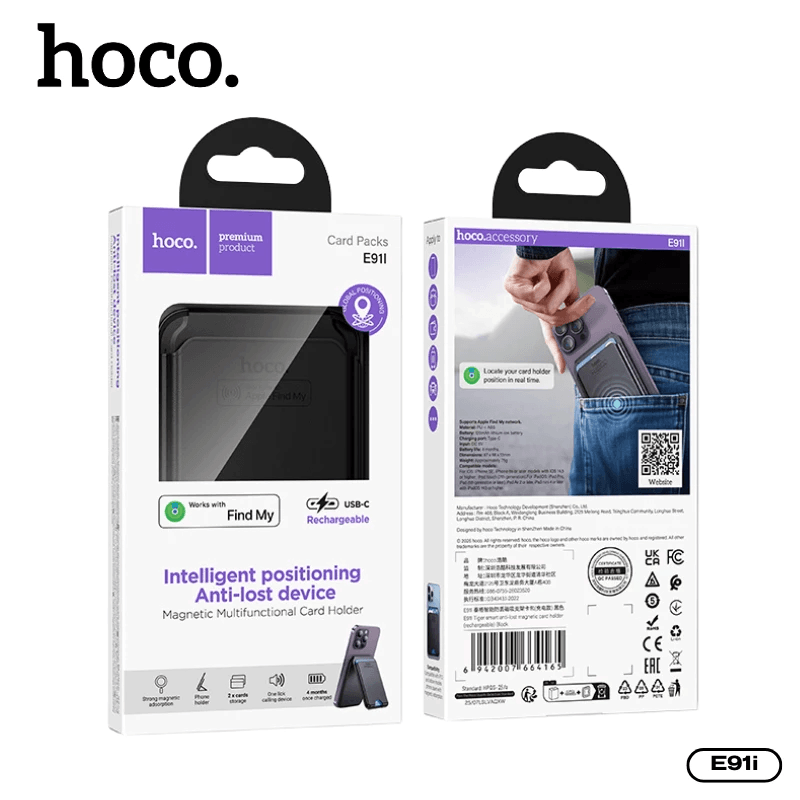 กระเป๋าใส่บัตร MAGSAFE WALLET GPS HOCO E91I รองรับ APPLE IOS ติดตามตำแหน่งทั่วโลก