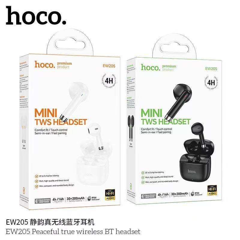 หูฟังไร้สาย TWS HOCO EW205 สีขาว กันน้ำ IPX4 บลูทูธ 6.0 เสียง HI-FI