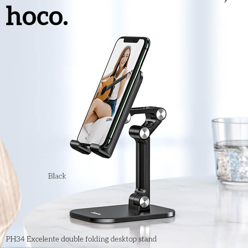 ขาตั้งมือถือ HOCO PH34 ตั้งโต๊ะ พับเก็บได้ ปรับมุม 120&deg; สีดำ