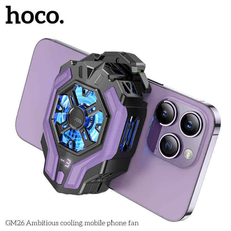 พัดลมระบายความร้อนมือถือ HOCO GM26 มีหน้าจอแสดงอุณหภูมิ ลมแรงเย็นเร็ว -3°C สำหรับมือถือจอ 4.5-7 นิ้ว_2