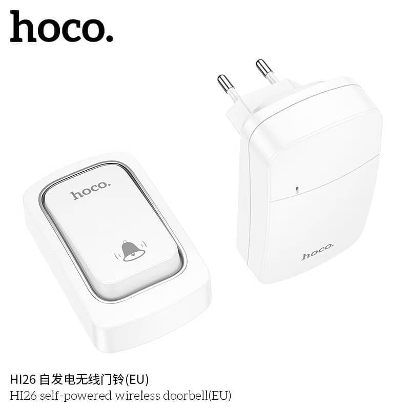 กริ่งไร้สาย HOCO HI26 ไม่ต้องใช้ถ่าน ระยะ 150 เมตร 38 ริงโทน ออดประตู กริ่งประตู สีขาว_2