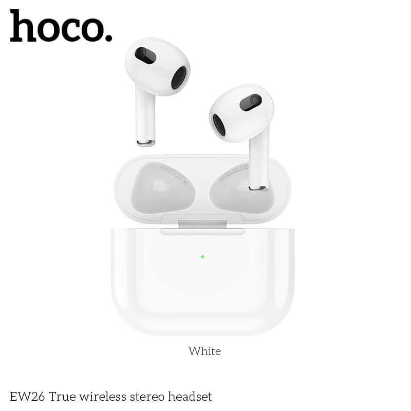 หูฟังไร้สาย TWS HOCO EW26 ไมโครโฟนในตัว BT 5.3 แบตเตอรี่ 4 ชม. สีขาว_2