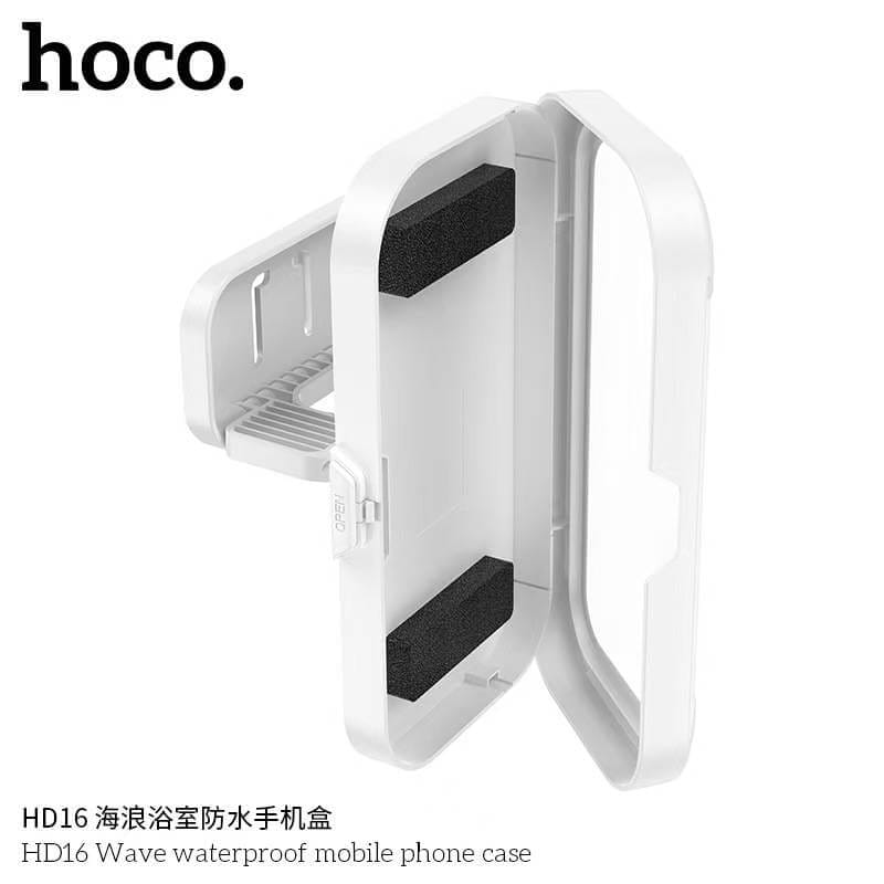 กล่องใส่โทรศัพท์กันน้ำ HOCO HD16 แบบติดผนัง สีขาว รองรับจอสัมผัส หมุนได้ 360&deg;
