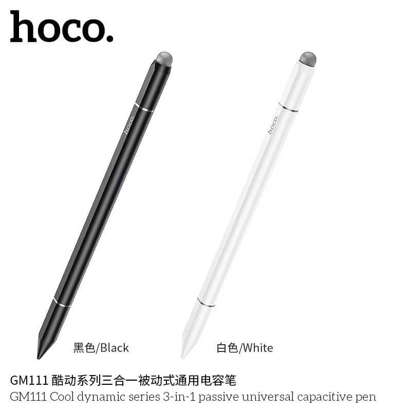 ปากกาทัชสกรีน 3-IN-1 HOCO GM111 ใช้งานได้ 3 หัว รองรับหน้าจอ แท็บเล็ต มือถือ ชนิด CAPACITIVE สีขาว