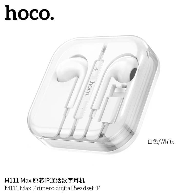 หูฟังอินเอียร์ HOCO M111 MAX สายไลท์นิ่ง สำหรับ IPHONE รุ่น 6-14 ไมค์ในตัว สีขาว