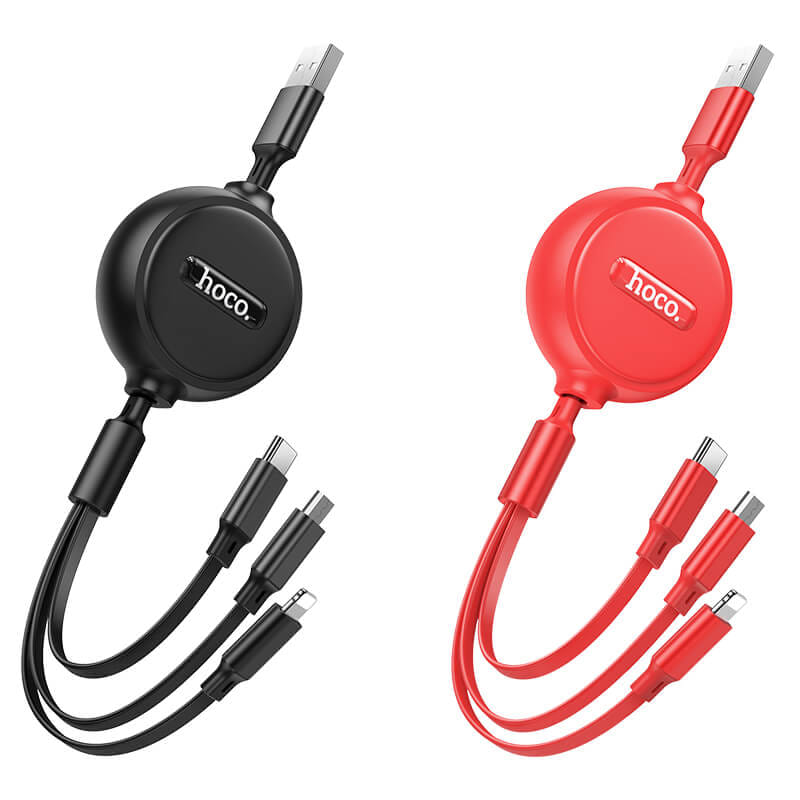 สายชาร์จ 3 หัว HOCO X75 พร้อมตลับเก็บสาย สำหรับ IOS + MICRO + TYPE-C ยาว 1 เมตร สีดำ