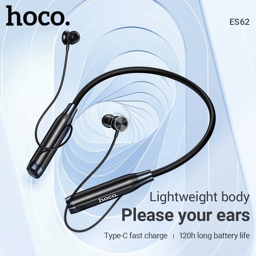 หูฟังไร้สาย HOCO ES62 สีเทา แบบคล้องคอ ใช้งานได้ต่อเนื่อง 120 ชม. รองรับ TF CARD ความจุ 32 GB