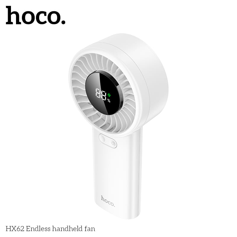 พัดลมพกพา HOCO HX62 ปรับแรงลม 100 ระดับ หน้าจอดิจิทัล แบตเตอรี่ 6000MAH ใช้งานสูงสุด 17 ชั่วโมง