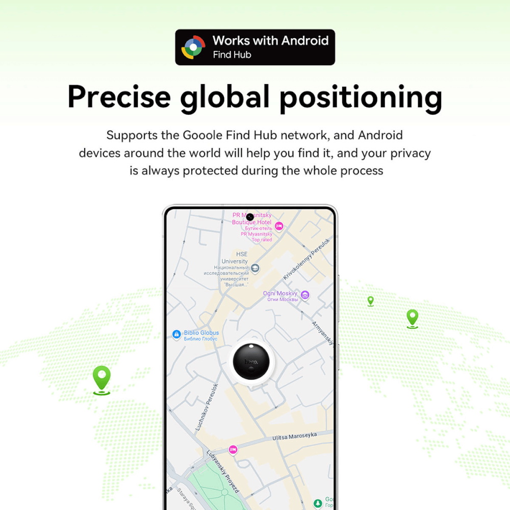อุปกรณ์ติดตามจีพีเอส HOCO E93A สำหรับ ANDROID รองรับ GOOGLE FIND MY DEVICE สีดำ