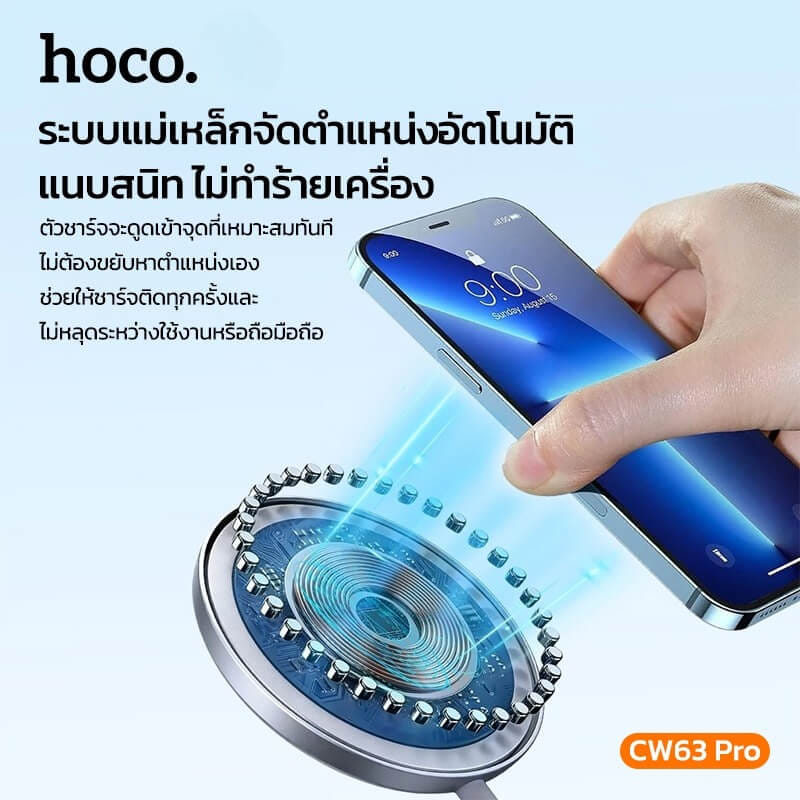 แท่นชาร์จไร้สาย QI2.2 HOCO CW63 PRO สีขาว จ่ายไฟสูงสุด 25W สำหรับสมาร์ทโฟน & หูฟังไร้สาย