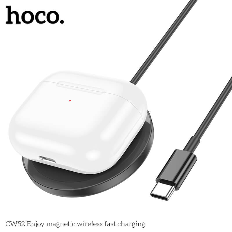 แท่นชาร์จไร้สาย 2IN1 HOCO CW52 QI WIRELESS จ่ายไฟ 15W รองรับ มือถือ & หูฟังไร้สาย IOS ANDROID สีดำ_3