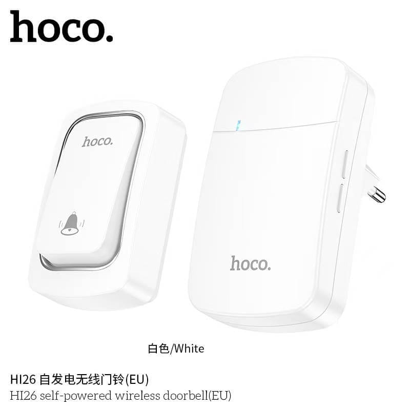 กริ่งไร้สาย HOCO HI26 ไม่ต้องใช้ถ่าน ระยะ 150 เมตร 38 ริงโทน ออดประตู กริ่งประตู สีขาว_3