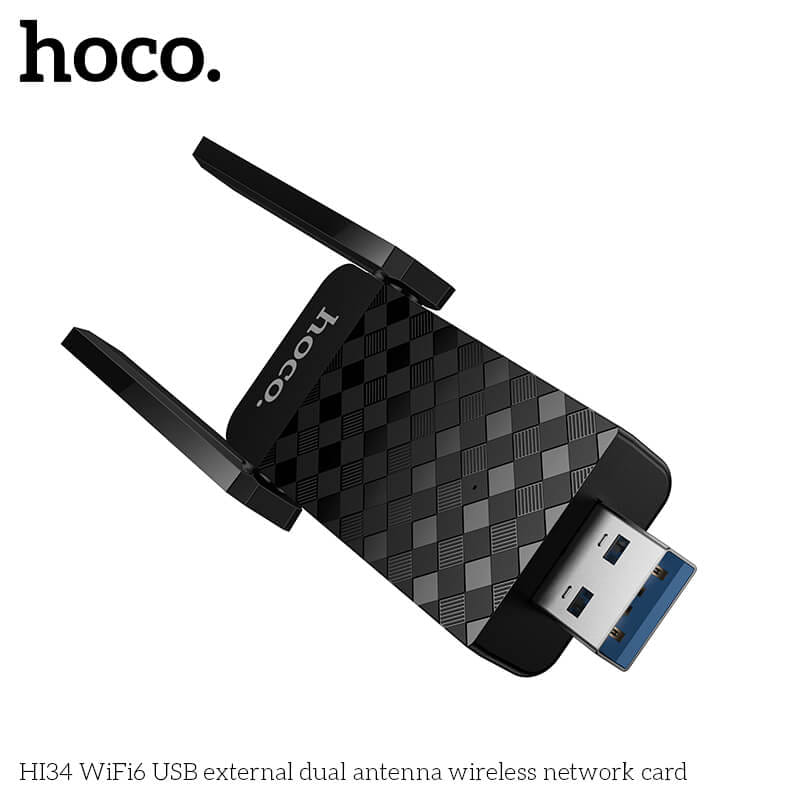 อุปกรณ์รับสัญญาณ HOCO HI34 แบบเสาคู่ สีดำ ความเร็ว 600MBPS ADAPTER USB 5GHZ ยูเอสบีไวไฟ_3
