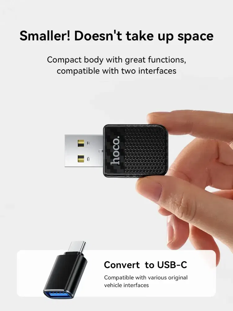 อะแดปเตอร์ WIRELESS CARPLAY HOCO HU3 แปลง CARPLAY แบบมีสายให้เป็นไร้สาย สำหรับ IPHONE สีดำ