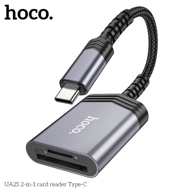 การ์ดรีดเดอร์ TYPE-C 2IN1 HOCO UA25 ความเร็วสูง 480MBPS รับไฟล์สูงสุด 2TB รองรับ OTG_3