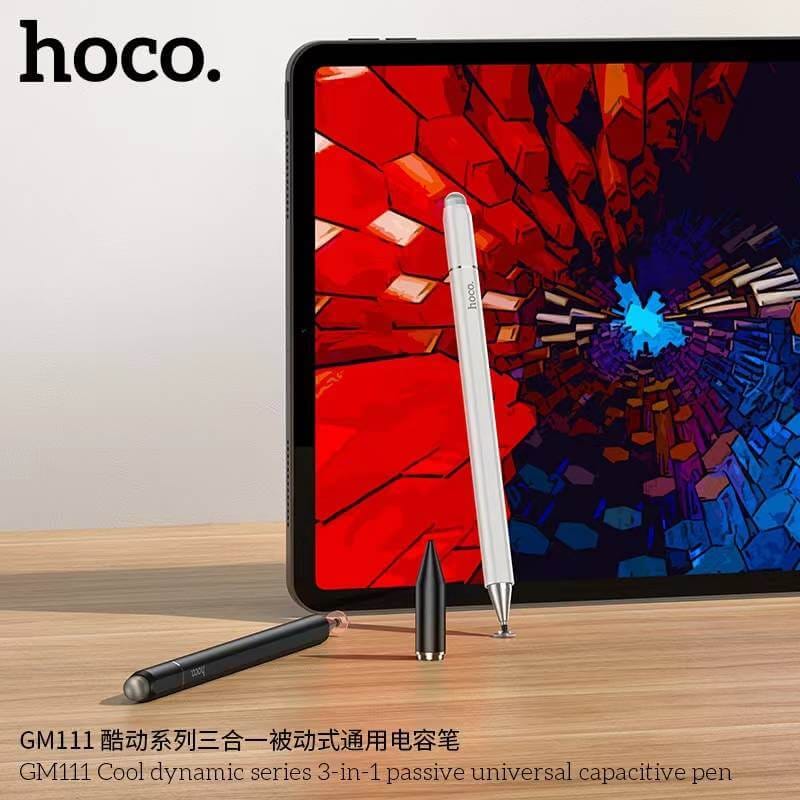 ปากกาทัชสกรีน 3-IN-1 HOCO GM111 ใช้งานได้ 3 หัว รองรับหน้าจอ แท็บเล็ต มือถือ ชนิด CAPACITIVE สีขาว